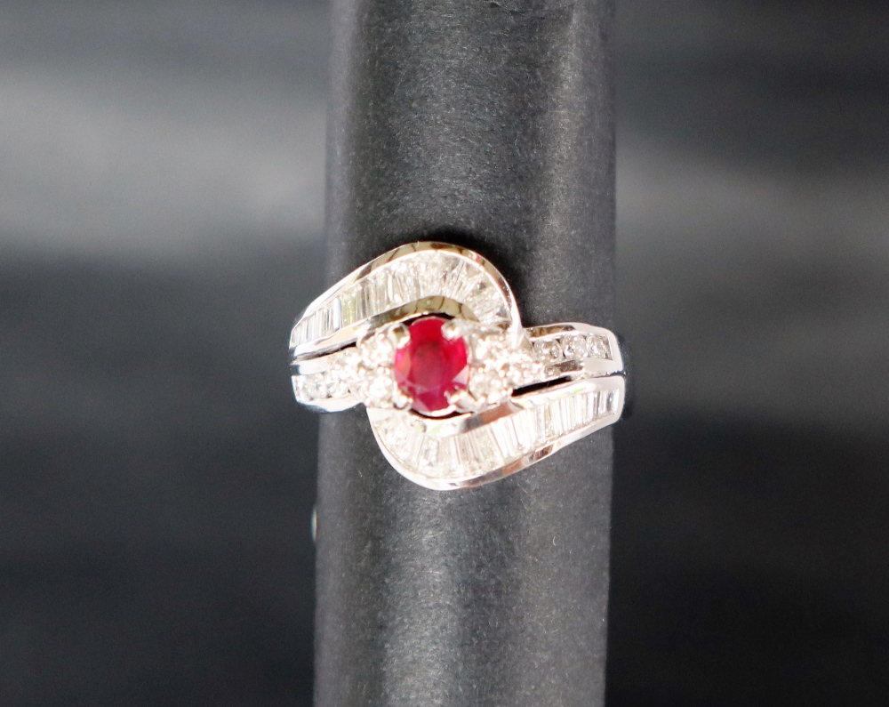 An 18ct white gold ruby and diamond ring, - Image 2 of 5