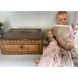 A Canadian doll together with another dolls and a jewellery box