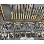 A chrome plated cased part flatware service