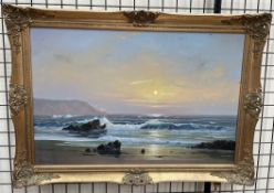 Peter Cossleth A Beach Scene Oil on canvas Signed