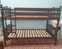 A modern stained bunk bed