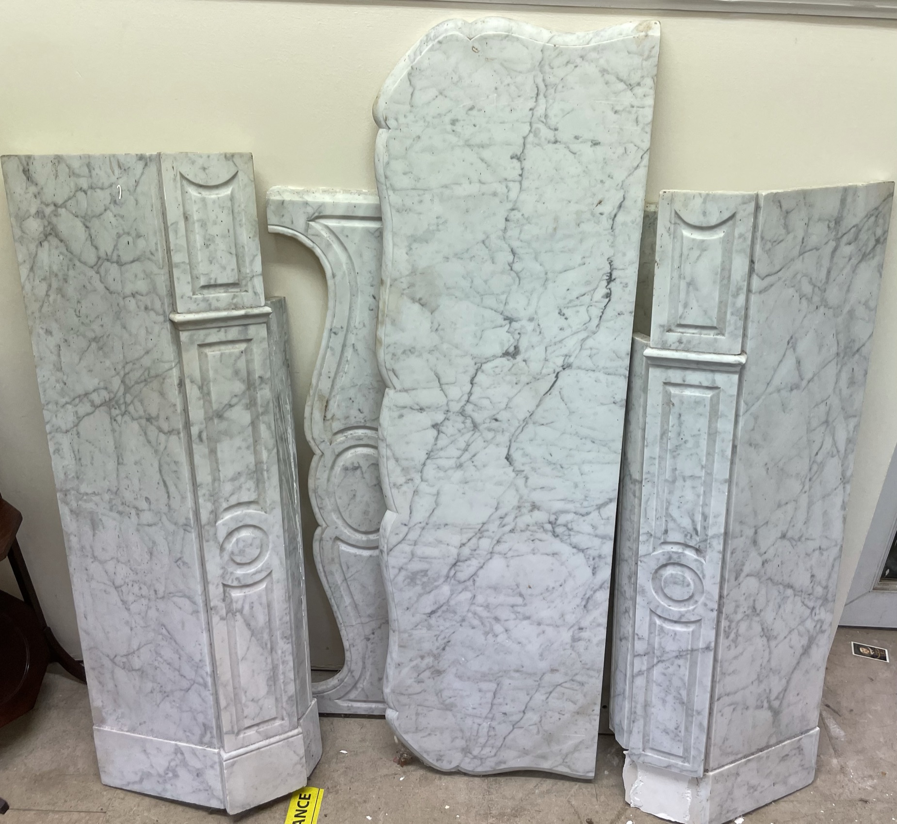 Pieces of a marble fireplace