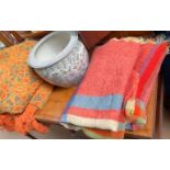 Assorted blankets, throw,