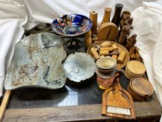 A studio pottery bowl, together with a studio pottery dish,