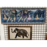 20th century Indian School A caravan of elephants Watercolour Together with another Indian