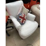 A Victorian cream upholstered nursing chair