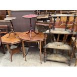 A walnut octagonal topped occasional table together with an Edwardian mahogany occasional table two