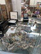 Assorted silver jewellery including necklaces, bracelets,