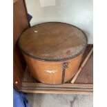 A large hat box together with a collection of records