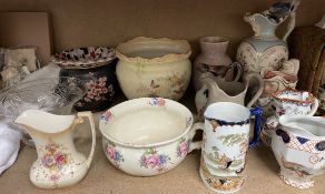 Assorted decorative jugs, together with vases,