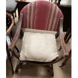 A Lloyd Loom white painted chair together with a stick back elbow chair,