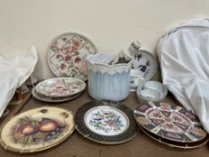 Coalport plates together with Liberty plates, rolling pin,