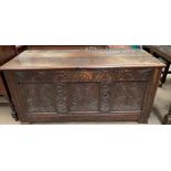 An 18th century oak coffer,