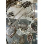 Assorted silver jewellery including a locket, pendants,