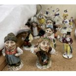 A set of six Mansion House dwarves together with continental porcelain figures etc