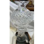 A Waterford crystal glass table lamp with a glass shade and base 50cm high