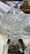 A Waterford crystal glass table lamp with a glass shade and base 50cm high