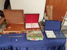 A cased hardstone chess set together with other games etc