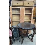 A limed oak bookcase together with a underbed chest,