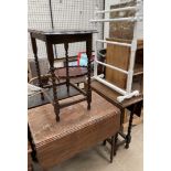 A Victorian mahogany Pembroke table together with two oak drop leaf tables,