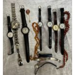 A casio wristwatch together with other wristwatches and costume jewellery