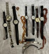 A casio wristwatch together with other wristwatches and costume jewellery