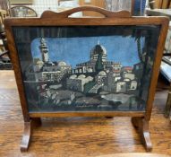 A small oak firescreen,