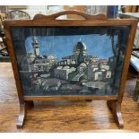 A small oak firescreen,