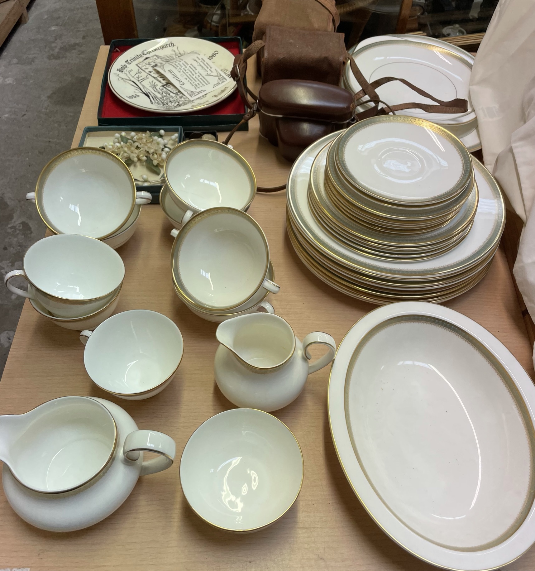 A Royal Doulton Clarendon part tea and dinner set together with cameras etc