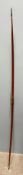 Longbow - inscribed Bickerstaffe, 52#@28" 29" max, with a leather grip and horn nooks,