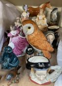 A Beswick Peregrine Falcon, together with Royal Doulton and other porcelain figures,