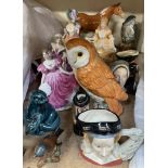 A Beswick Peregrine Falcon, together with Royal Doulton and other porcelain figures,