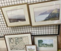 F T Widgery Moorland Scene Watercolour Signed Together with another of a coastal scene,