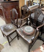 A 19th century mahogany hanging corner cupboard together with a beadwork decorated footstool and a