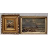 Richard Short Ships at sea Oil on canvas Signed and dated 1799 Together with four other maritime