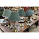 A collection of table lamps,