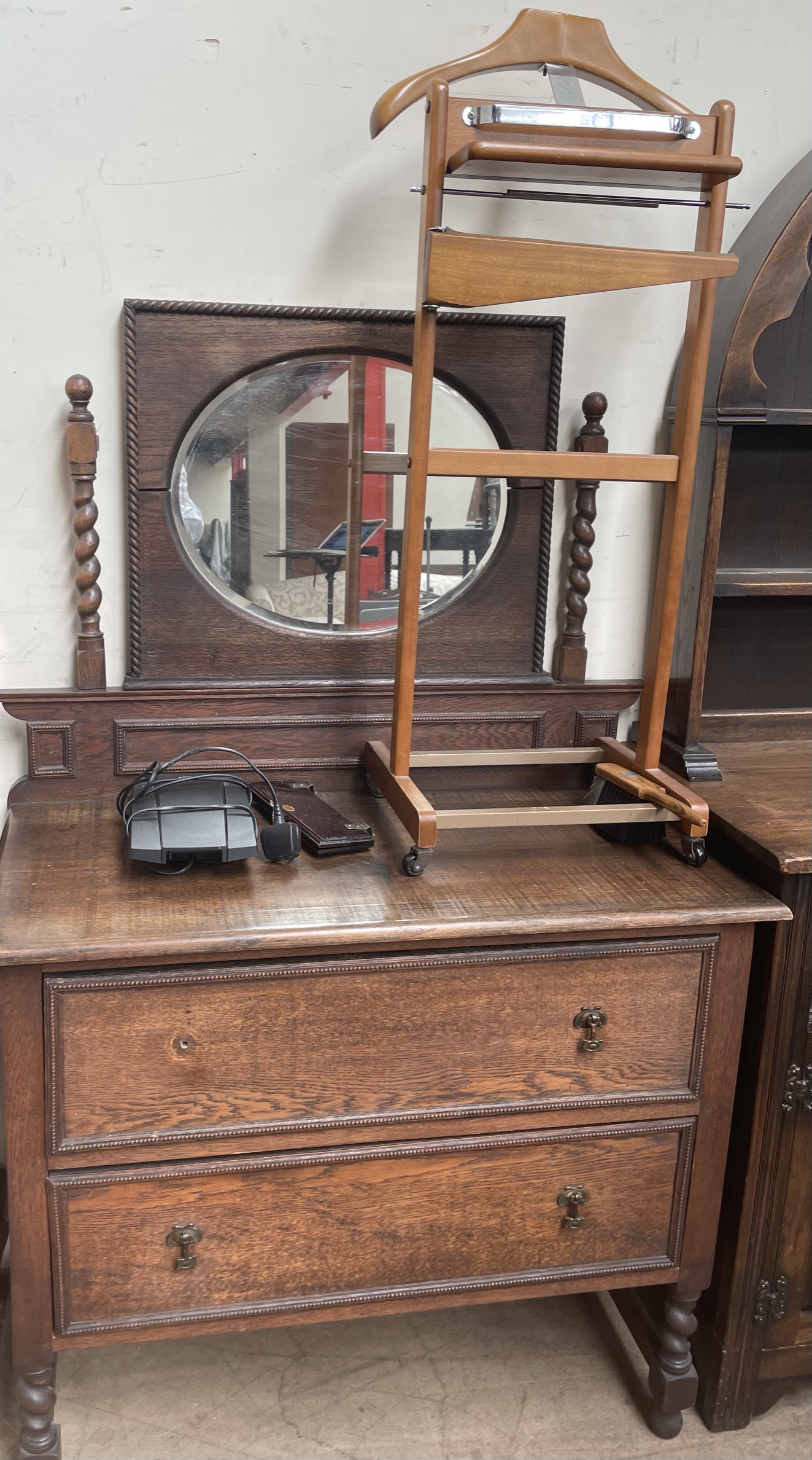 A 20th century oak dresser with a domed top and carved drawers and doors, - Image 3 of 5