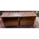 Two stained hotel luggage cabinets