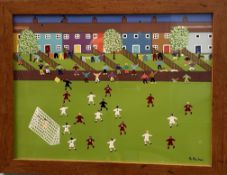 Gordon Barker The weekend match Acrylics Signed 30 x 40cm