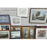 D John Sweetingham A Hunting scene Watercolour Together with a collection of watercolours,