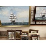 Ambrose A ship at sea Oil on canvas Together with another oil painting of a ship and a collection