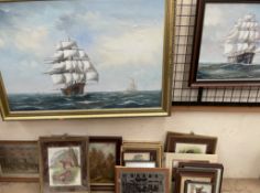 Ambrose A ship at sea Oil on canvas Together with another oil painting of a ship and a collection