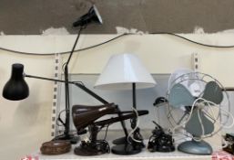 Anglepoise lamps together with a desk lamp,