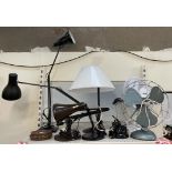 Anglepoise lamps together with a desk lamp,