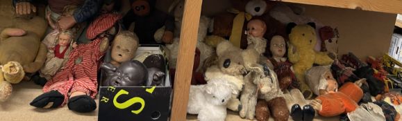 A collection of teddy bears, soft toys,