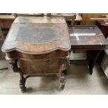 A Victorian walnut Davenport together with a school desk