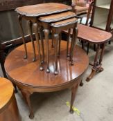 A Victorian side table together with a mahogany coffee table and a mahogany nest of three tables