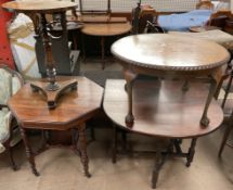 A 20th century gateleg dining table together with a mahogany occasional table,