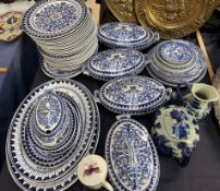 A Cauldon Teutonic blue and white part dinner set