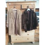 A musquash fur coat together with a 3/4 length beaver lamb coat